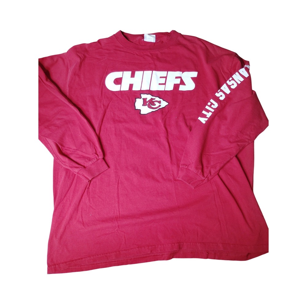 NFL Kansas City Chiefs Long Sleeve T-Shirt Red Mens 2XL Arrowhead Logo Cotton